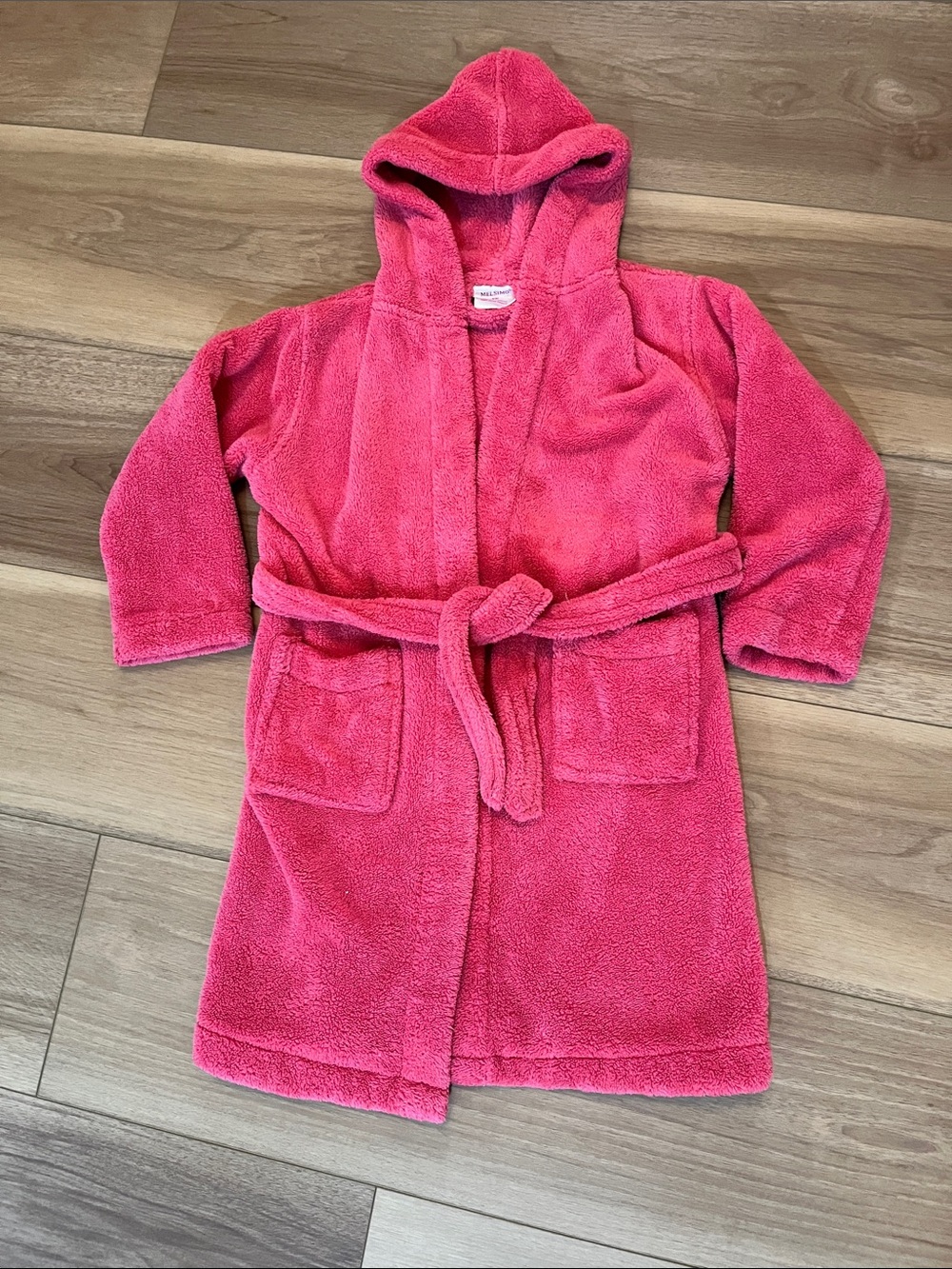 Kids Hooded Plush Robe - Pink